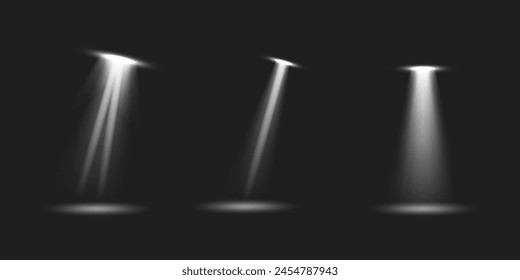 Vector set of light. Light source, studio lighting.