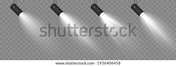 Vector set of light. Light source, studio\
lighting, walls, png. Spotlight lighting, spotlight PNG. Light\
beams, light effect.