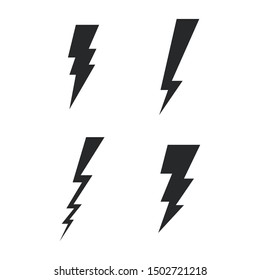 Vector set lightning bolt. Thunderbolt, lightning strike sign.