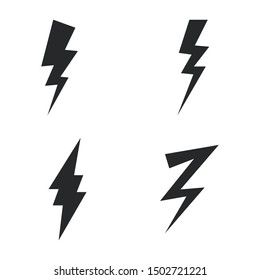 Vector set lightning bolt. Thunderbolt, lightning strike sign.