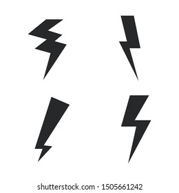 Vector set lightning bolt. Thunderbolt, lightning strike sign.