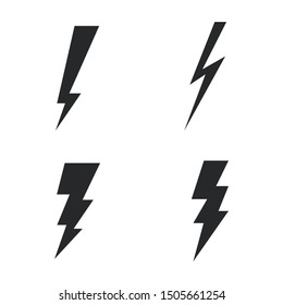 Vector set lightning bolt. Thunderbolt, lightning strike sign.