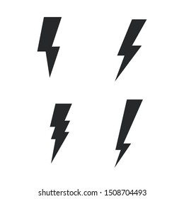 Vector set lightning bolt. Thunderbolt, lightning strike sign.