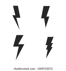 Vector set lightning bolt. Thunderbolt, lightning strike sign.