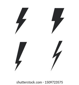 Vector set lightning bolt. Thunderbolt, lightning strike sign.