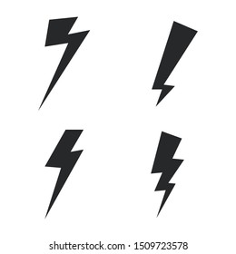 Vector set lightning bolt. Thunderbolt, lightning strike sign.