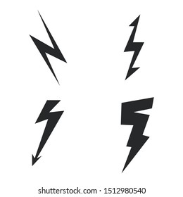 Vector set lightning bolt. Thunderbolt, lightning strike sign.