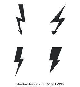 Vector set lightning bolt. Thunderbolt, lightning strike sign.