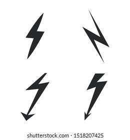 Vector set lightning bolt. Thunderbolt, lightning strike sign.