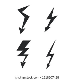 Vector set lightning bolt. Thunderbolt, lightning strike sign.