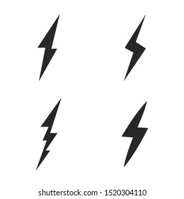 Vector set lightning bolt. Thunderbolt, lightning strike sign.