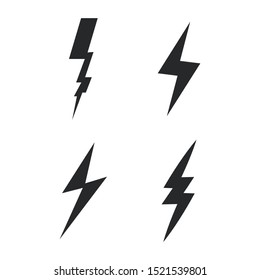 Vector set lightning bolt. Thunderbolt, lightning strike sign.