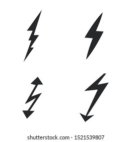 Vector set lightning bolt. Thunderbolt, lightning strike sign.