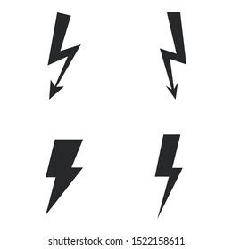 Vector set lightning bolt. Thunderbolt, lightning strike sign.