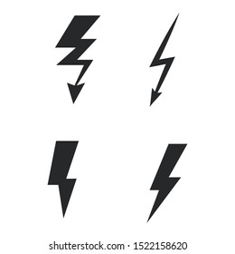 Vector set lightning bolt. Thunderbolt, lightning strike sign.