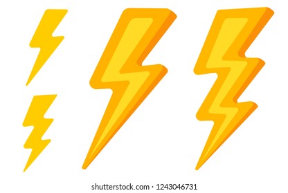 Vector set lightning icons. Vector illustration of ightning emblems.