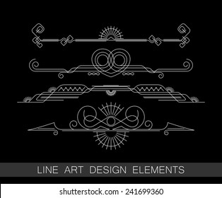vector set of line art border elements for design
