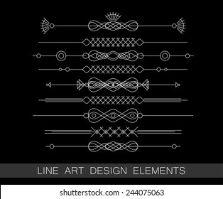 vector set of line art border elements for design