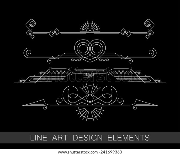 vector set of\
line art border elements for\
design
