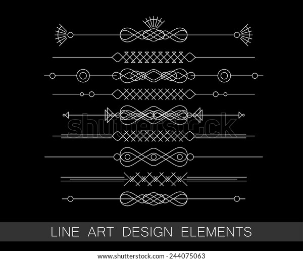 vector set of
line art border elements for
design
