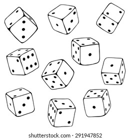 Vector Set of Line Art Dices.