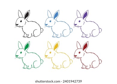vector set of line art images of cute rabbits. easter day. Chinese New Year for decoration or design elements