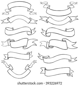 Vector Set of Line Art Ribbons