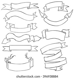 Vector Set Line Art Ribbons Stock Vector (Royalty Free) 396938884 ...