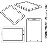 Vector Set of Line Art Tablets PC