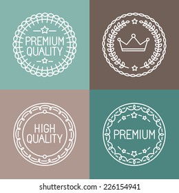 Vector set of line badges and logos - premium quality emblems and labels in outline trendy style