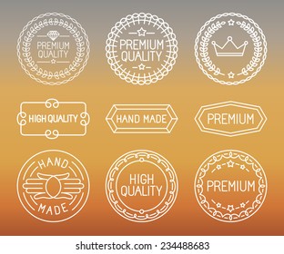 Vector set of line badges and logos - premium quality emblems and labels in outline trendy style