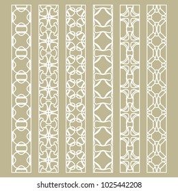 Vector set of line borders with geometric repeating texture. Isolated design elements for page decoration, headline, banners, wedding invitation cards. Fashion white lace collection