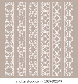 Vector set of line borders with geometric repeating texture. Isolated design elements for page decoration, headline, banners, wedding invitation cards. Fashion white lace collection