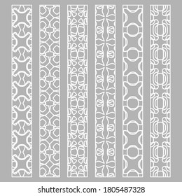 Vector set of line borders with geometric repeating texture. Isolated design elements for page decoration, headline, banners, wedding invitation cards. Fashion white lace collection