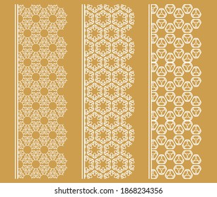 Vector set of line borders with geometric repeating texture. Isolated design elements for page decoration, headline, banners, wedding invitation cards. Fashion white lace collection