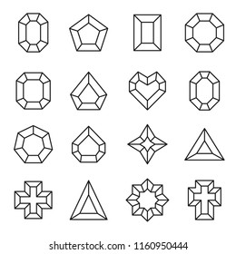 Vector set of line diamond icons and signs - luxury and premium symbols