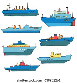 Flat Military Boats Navy Battle Ships Stock Vector (Royalty Free ...