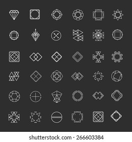 Vector set of line emblems. Abstract hipster logo templates.