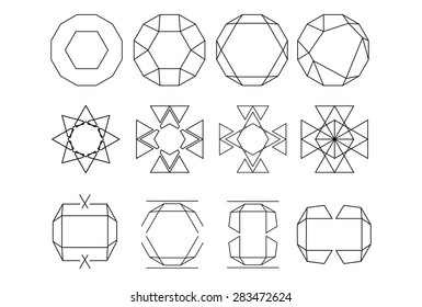 Vector set of line emblems. Abstract hipster logo templates.