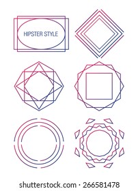 Vector set of line frames. Abstract hipster logo templates.