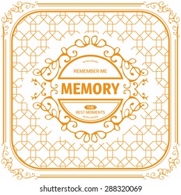 Vector set of line graphic design templates.  Logo, label, badge, emblem on decorative backgrounds with simple patterns