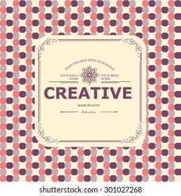 Vector set of line graphic design templates.  Logo, label, badge, emblem on decorative backgrounds with simple patterns