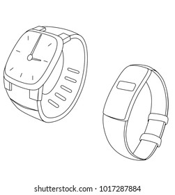 Vector  Set line icon of watches