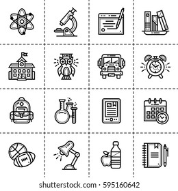 Vector set of line icons for education.  Modern outline icons for mobile application and web concepts
