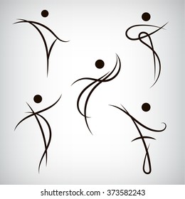 Vector set of line man, human shapes. Use for logos, icons, illustrations. Dance, fitness, health, beauty, sport. 