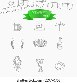 Vector set of Line Oktoberfest Icons. Modern Thin Line Icons for Web and Mobile. Alcohol Beer fest Icons for promotion sites, banners, flyers