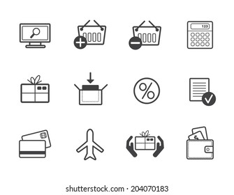 vector set of line shopping online icons
