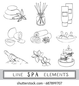 Vector set of line spa icons. Sketch