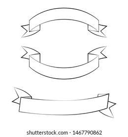 Vector set line white ribbons on white background
