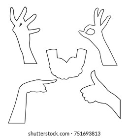 Vector set of line Woman's hand isolated on white background